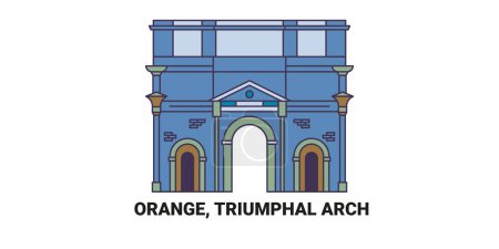 Illustration for France, Orange, Triumphal Arch, travel landmark line vector illustration - Royalty Free Image