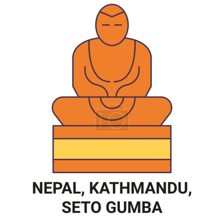 Illustration for Nepal, Kathmandu, Seto Gumba travel landmark line vector illustration - Royalty Free Image