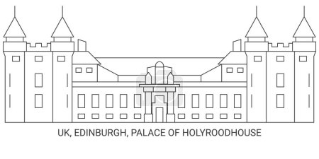 Illustration for Uk, Edinburgh, Palace Of Holyroodhouse, travel landmark line vector illustration - Royalty Free Image
