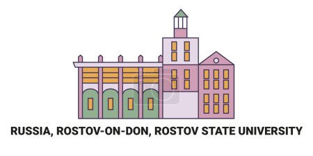 Illustration for Russia, Rostovondon, Rostov State University, travel landmark line vector illustration - Royalty Free Image