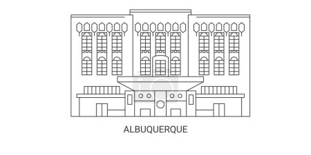 Ilustración de EE.UU., Albuquerque viaje hito línea vector ilustración - Imagen libre de derechos