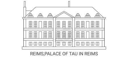 Illustration for France, Reims,Palace Of Tau In Reims, travel landmark line vector illustration - Royalty Free Image