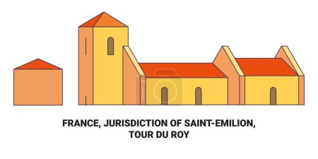 Téléchargez les illustrations : France, Juridiction De Saintemilion, Illustration vectorielle de ligne de voyage du Tour Du Roy - en licence libre de droit