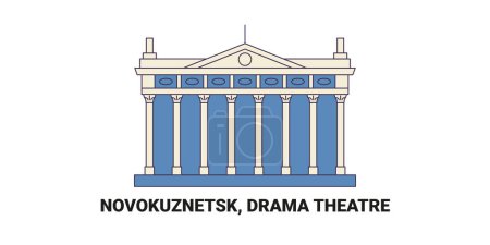 Illustration for Russia, Novokuznetsk, Drama Theatre travel landmark line vector illustration - Royalty Free Image