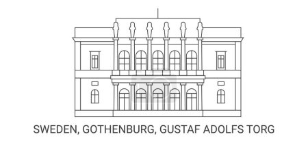 Ilustración de Suecia, Gotemburgo, Gustaf Adolfs Torg, ilustración de vector de línea de referencia de viaje - Imagen libre de derechos