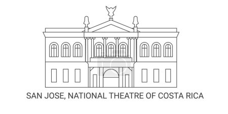 Illustration for Costa Rica, San Jose, National Theatre Of Costa Rica, travel landmark line vector illustration - Royalty Free Image
