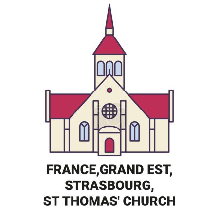 Illustration for France,Grand Est, Strasbourg,St Thomas Church travel landmark line vector illustration - Royalty Free Image