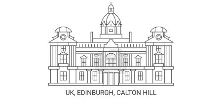 Illustration for Uk, Edinburgh, Calton Hill, travel landmark line vector illustration - Royalty Free Image