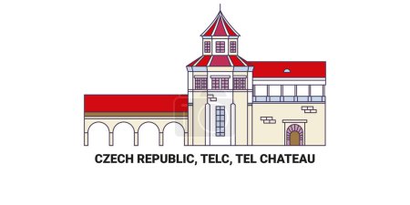 Czech Republic, Telc, Tel Chteau travel landmark line vector illustration