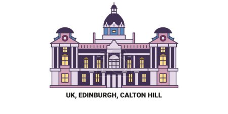 Téléchargez les illustrations : Royaume-Uni, Édimbourg, Calton Hill, illustration vectorielle de ligne de repère de voyage - en licence libre de droit