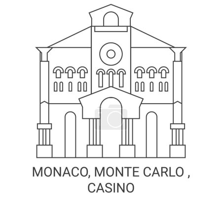 Illustration for Monaco, Monte Carlo , Casino travel landmark line vector illustration - Royalty Free Image