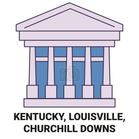 Téléchargez les illustrations : États-Unis, Kentucky, Louisville, Churchill Downs voyages illustration vectorielle de ligne historique - en licence libre de droit