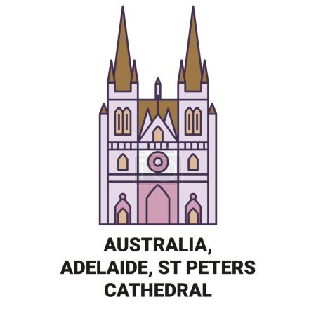 Illustration for Australia, Adelaide, St Peters Cathedral travel landmark line vector illustration - Royalty Free Image