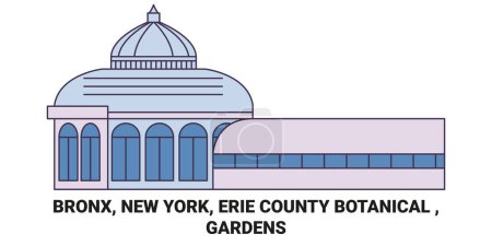 Illustration for United States, Bronx, New York, Erie County Botanical , Gardens travel landmark line vector illustration - Royalty Free Image