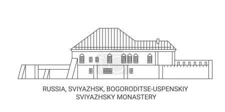 Ilustración de Rusia, Sviyazhsk, Bogoroditseuspenskiy viaje hito línea vector ilustración - Imagen libre de derechos