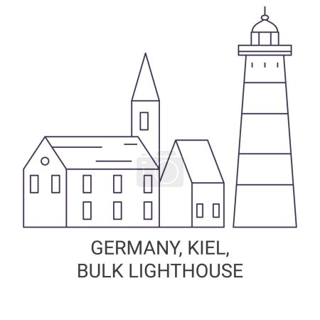 Téléchargez les illustrations : Allemagne, Kiel, Bulk Lighthouse Travel illustration vectorielle de ligne de repère - en licence libre de droit