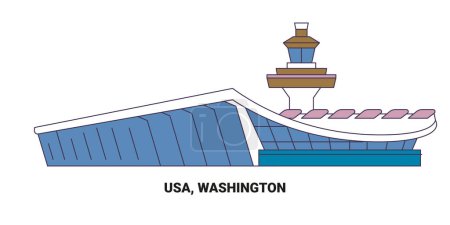 Ilustración de EE.UU., Washington, línea de referencia de viaje vector ilustración - Imagen libre de derechos