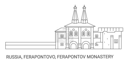 Ilustración de Rusia, Ferapontov Monasterio recorrido hito línea vector ilustración - Imagen libre de derechos