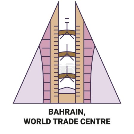 Illustration for Bahrain, World Trade Centre travel landmark line vector illustration - Royalty Free Image