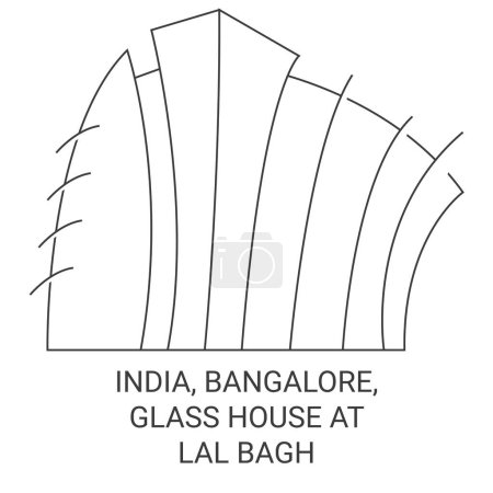 Illustration for India, Bangalore, Glass House At Lal Bagh travel landmark line vector illustration - Royalty Free Image