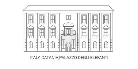 Illustration for Italy, Catania,Palazzo Degli Elefanti, travel landmark line vector illustration - Royalty Free Image