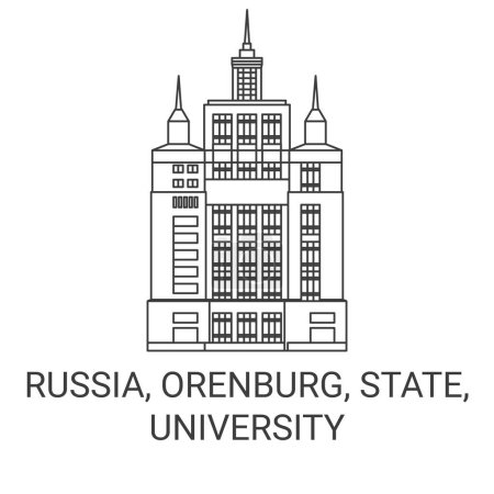 Ilustración de Rusia, Orenburg, Estado, Universidad de viaje hito línea vector ilustración - Imagen libre de derechos