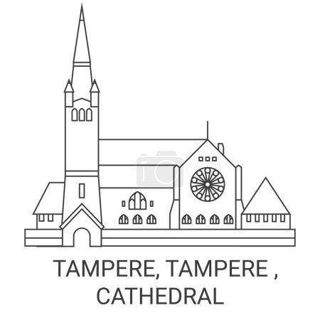 Illustration for Finland, Tampere, Tampere , Cathedral travel landmark line vector illustration - Royalty Free Image