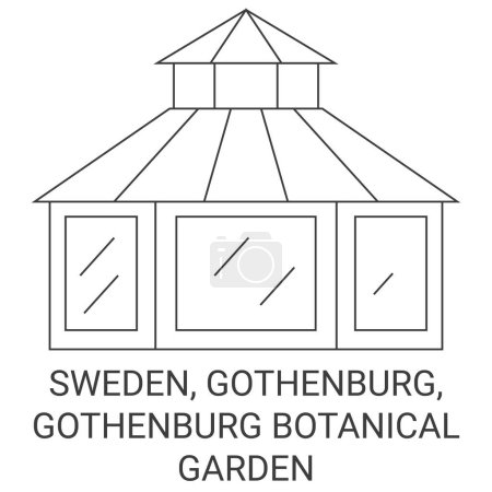 Ilustración de Suecia, Gotemburgo, Gotemburgo Jardín Botánico recorrido hito línea vector ilustración - Imagen libre de derechos