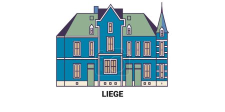 Illustration for Belgium, Liege travel landmark line vector illustration - Royalty Free Image