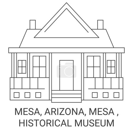 Illustration for United States, Mesa, Arizona, Mesa , Historical Museum travel landmark line vector illustration - Royalty Free Image