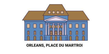 Ilustración de Francia, Orleans, Place Du Martroi, ilustración de vector de línea hito de viaje - Imagen libre de derechos