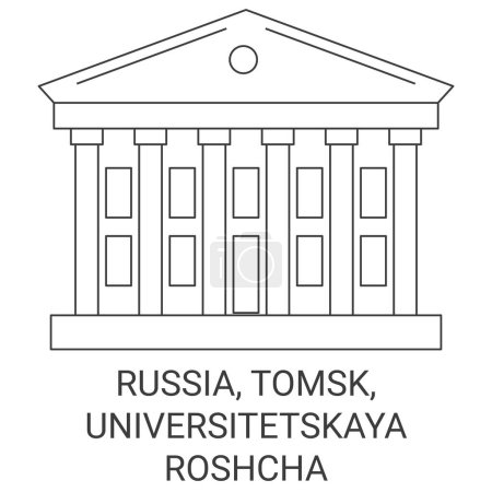 Téléchargez les illustrations : Russie, Tomsk, Universitetskaya Roshcha Voyage illustration vectorielle ligne historique - en licence libre de droit