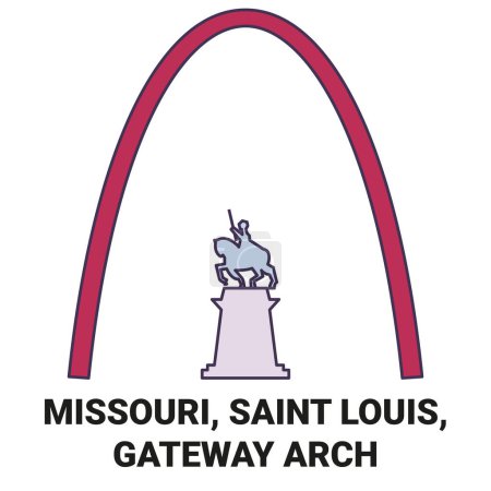 Ilustración de Estados Unidos, Missouri, Saint Louis, Gateway Arch viaje hito línea vector ilustración - Imagen libre de derechos
