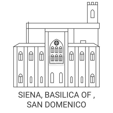 Ilustración de Italia, Siena, Basílica de, San Domenico viaje hito línea vector ilustración - Imagen libre de derechos