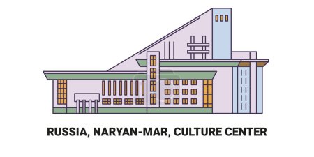 Illustration for Russia, Naryanmar, Culture Center, travel landmark line vector illustration - Royalty Free Image