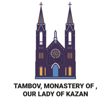 Illustration for Tambov, Monastery Of , Our Lady Of Kazan travel landmark line vector illustration - Royalty Free Image