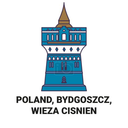 Illustration for Poland, Bydgoszcz, Wieza Cisnien travel landmark line vector illustration - Royalty Free Image