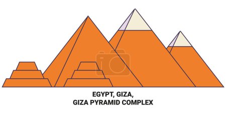 Illustration for Egypt, Giza, Giza Pyramid Complex travel landmark line vector illustration - Royalty Free Image