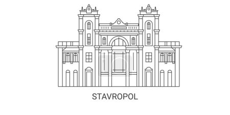 Ilustración de Rusia, Stavropol viaje hito línea vector ilustración - Imagen libre de derechos