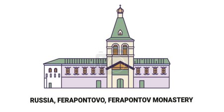 Illustration for Russia, Orthodox Church travel landmark line vector illustration - Royalty Free Image