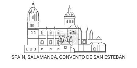 Illustration for Spain, Salamanca, Convento De San Esteban, travel landmark line vector illustration - Royalty Free Image