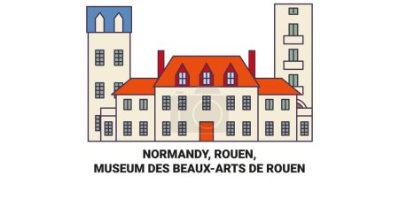 Ilustración de Francia, Normandía, Ruan, Museo Des Beauxarts De Rouen recorrido hito línea vector ilustración - Imagen libre de derechos