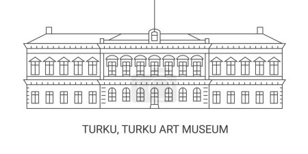 Ilustración de Finlandia, Turku, Museo de Arte de Turku, ilustración de vector de línea hito de viaje - Imagen libre de derechos