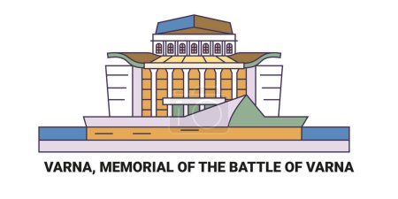 Ilustración de Bulgaria, Varna, Memorial de la Batalla de Varna, ilustración de vectores de línea de referencia de viaje - Imagen libre de derechos