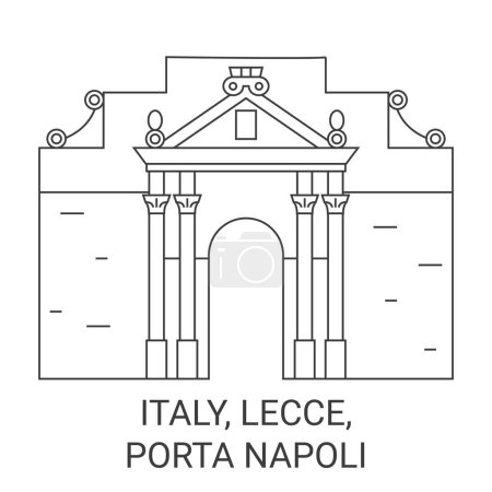 Ilustración de Italia, Lecce, Porta Napoli recorrido hito línea vector ilustración - Imagen libre de derechos