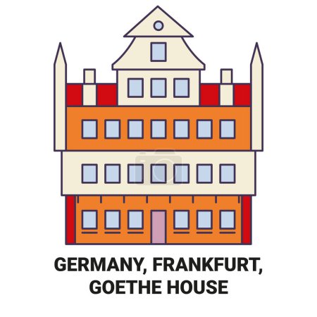 Illustration for Germany, Frankfurt, Goethe House travel landmark line vector illustration - Royalty Free Image