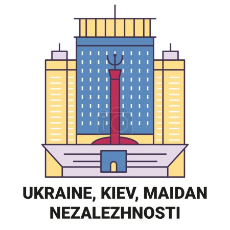 Illustration for Ukraine, Kiev, Maidan , Nezalezhnosti travel landmark line vector illustration - Royalty Free Image