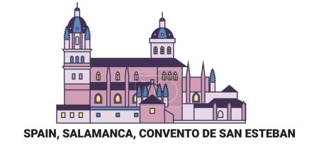 Illustration for Spain, Salamanca, Convento De San Esteban, travel landmark line vector illustration - Royalty Free Image