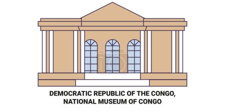 Ilustración de República Democrática del Congo, Museo Nacional del Congo recorrido hito línea vector ilustración - Imagen libre de derechos