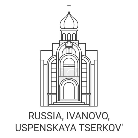 Illustration for Russia, Ivanovo, Uspenskaya Tserkov travel landmark line vector illustration - Royalty Free Image